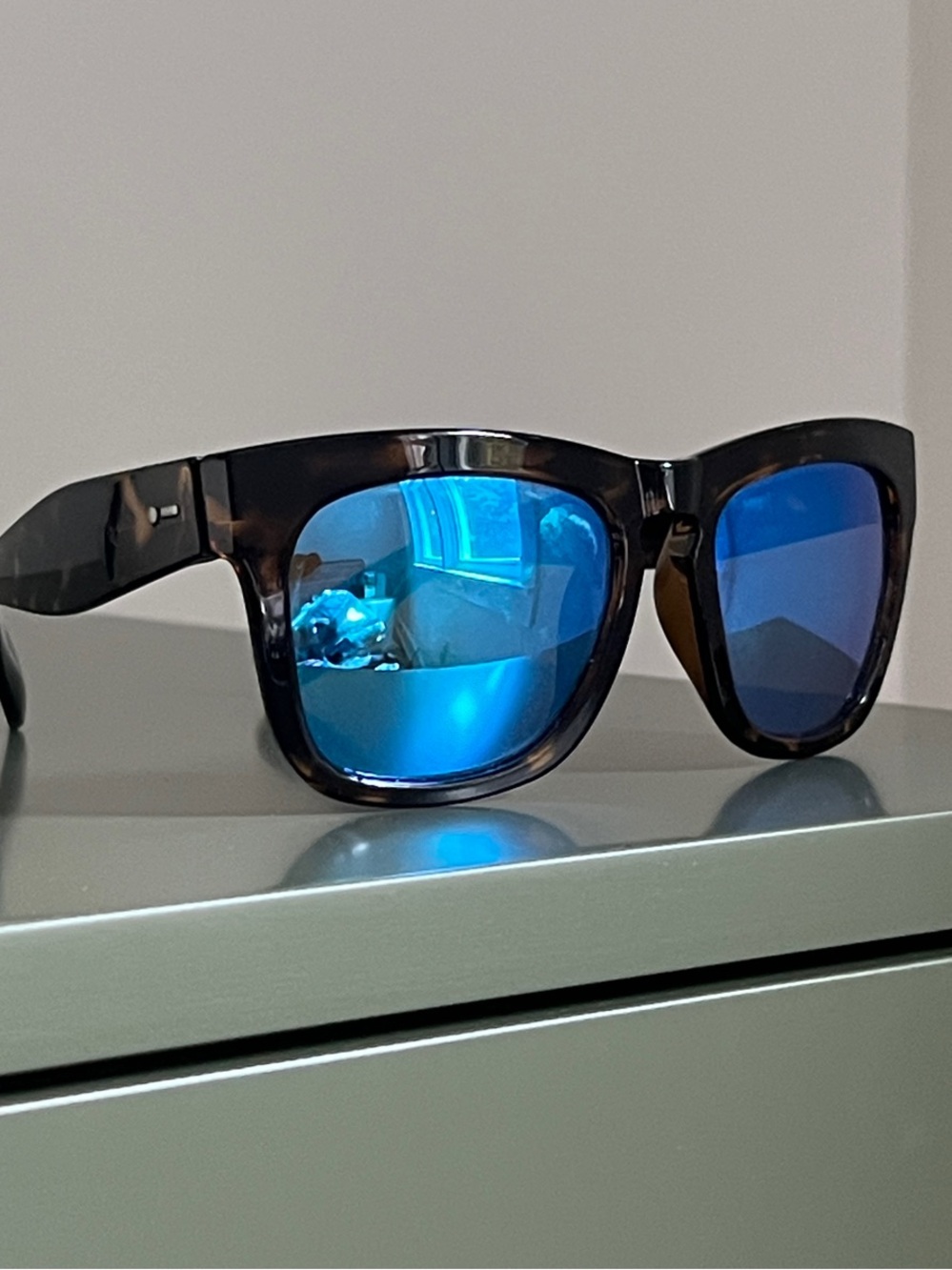 DOT DASH Women’s Tortoiseshell Sunglasses with Blue Mirrored Lenses